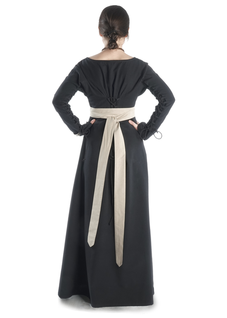 Mittelalter Kleid Hildegunde in Schwarz Seitenansicht 2