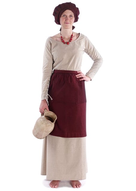 Mittelalter Kleid Hildegunde in Hanffarben Frontansicht 6