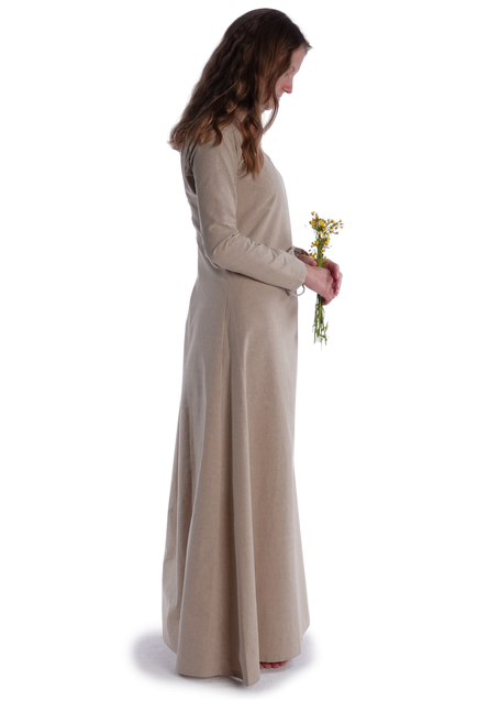 Mittelalter Kleid Hildegunde in Hanffarben Seitenansicht 2