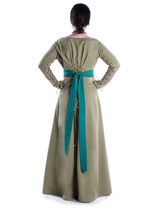 Mittelalter Kleid Hildegunde in Hellgrün Rückansicht 2