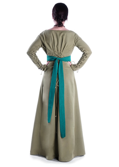Mittelalter Kleid Hildegunde in Hellgrün Rückansicht 2