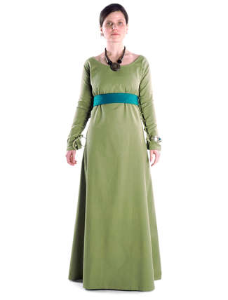Mittelalter Kleid Hildegunde in Hellgrün Frontansicht 2