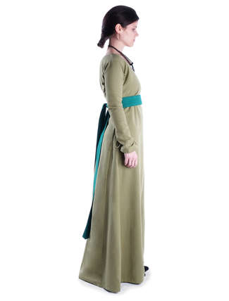 Mittelalter Kleid Hildegunde in Hellgrün Seitenansicht 2