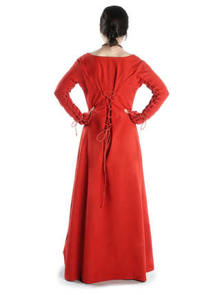 Mittelalter Kleid Hildegunde in Rot Rückansicht