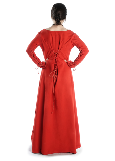 Mittelalter Kleid Hildegunde in Rot Rückansicht