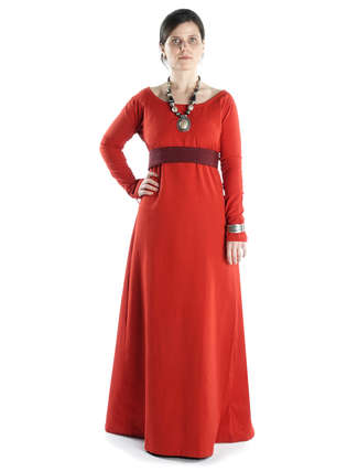 Mittelalter Kleid Hildegunde in Rot Frontansicht 2