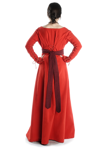 Mittelalter Kleid Hildegunde in Rot Seitenansicht 2