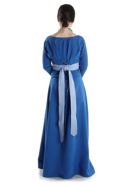 Mittelalter Kleid Hildegunde in Königsblau Rückansicht