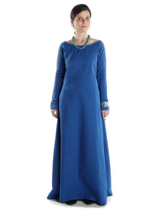 Mittelalter Kleid Hildegunde in Königsblau Frontansicht