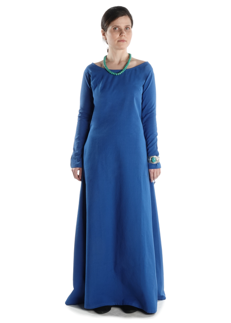 Mittelalter Kleid Hildegunde in Königsblau Frontansicht