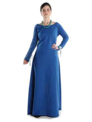 Mittelalter Kleid Hildegunde in Königsblau Frontansicht 2