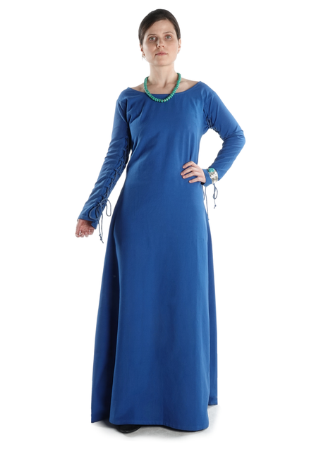 Mittelalter Kleid Hildegunde in Königsblau Frontansicht 2