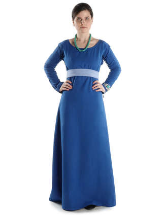 Mittelalter Kleid Hildegunde in Königsblau Frontansicht 3