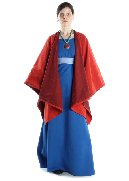 Mittelalter Kleid Hildegunde in Königsblau Frontansicht 4