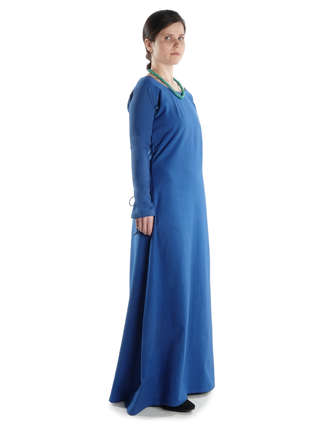 Mittelalter Kleid Hildegunde in Königsblau Seitenansicht
