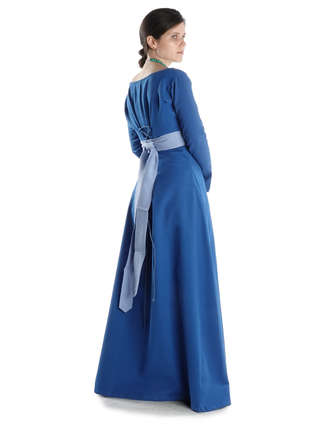 Mittelalter Kleid Hildegunde in Königsblau Seitenansicht 2