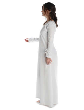 Mittelalter Kleid Hildegunde in Weiß Seitenansicht
