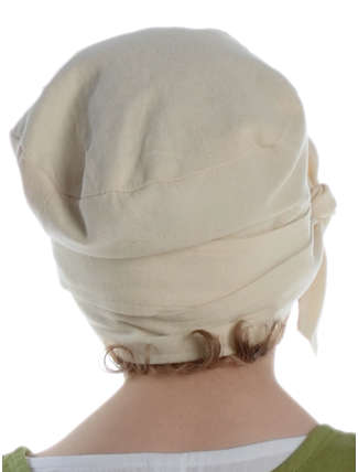 Mittelalter Haube Mechthildis in Beige Rückansicht