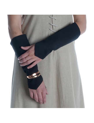 Mittelalter Armstulpen Flaneas in Schwarz Frontansicht