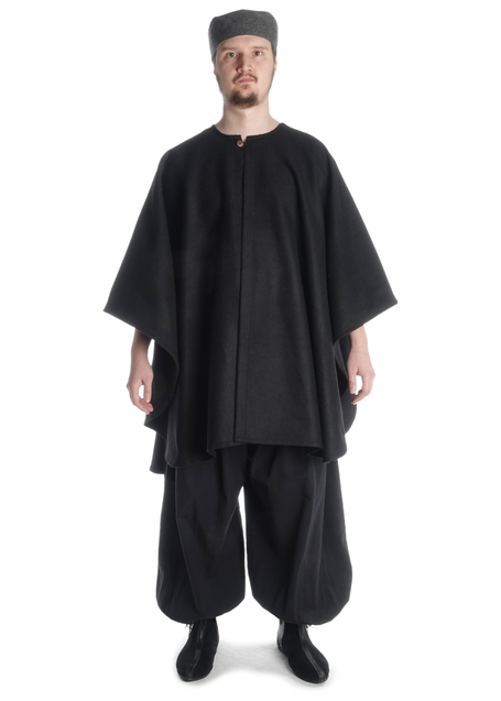 Mittelalter Umhang Amire in Schwarz Frontansicht 2