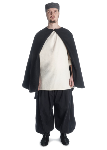 Mittelalter Umhang Amire in Schwarz Frontansicht 4