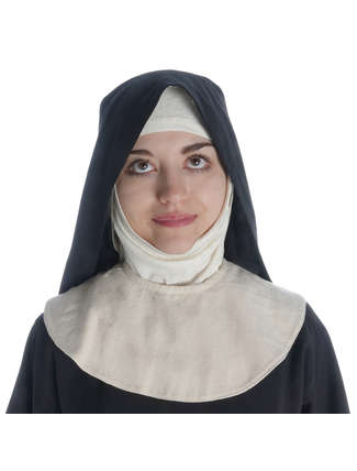 Mittelalter Velan Hildegard in Beige-Schwarz Frontansicht 3