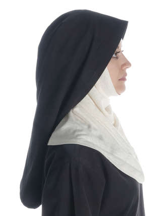 Mittelalter Velan Hildegard in Beige-Schwarz Seitenansicht 2