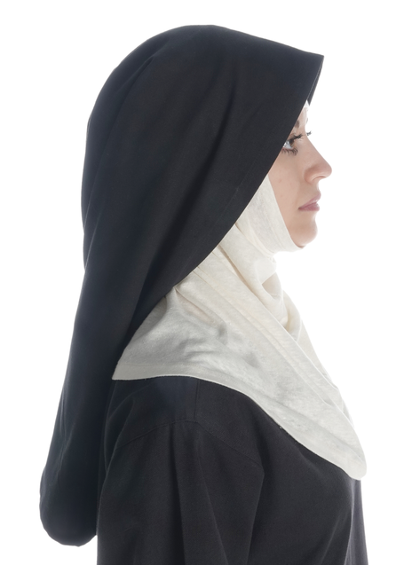 Mittelalter Velan Hildegard in Beige-Schwarz Seitenansicht 2