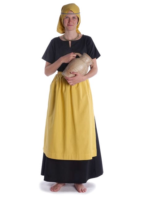 Mittelalter Kleid Hrist in Schwarz Frontansicht 2