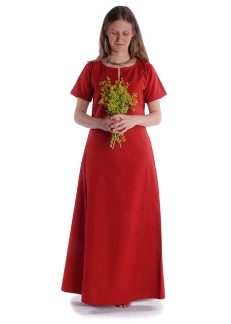 Mittelalter Kleid Hrist in Feuerrot Frontansicht