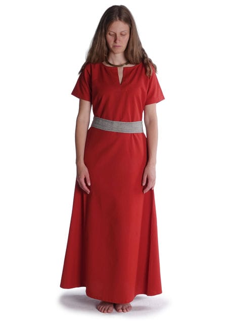 Mittelalter Kleid Hrist in Feuerrot Frontansicht 3