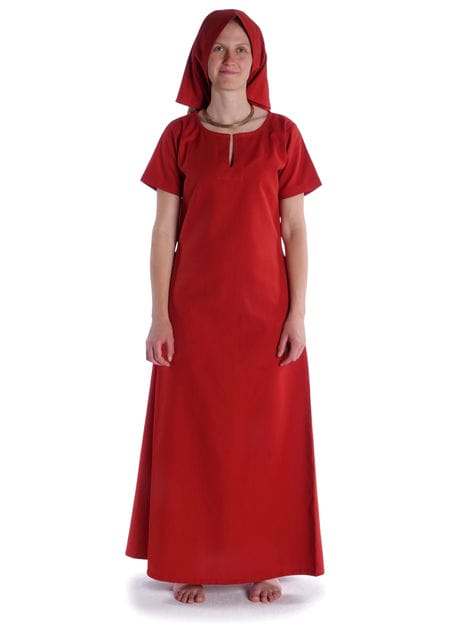 Mittelalter Kleid Hrist in Feuerrot Frontansicht 6