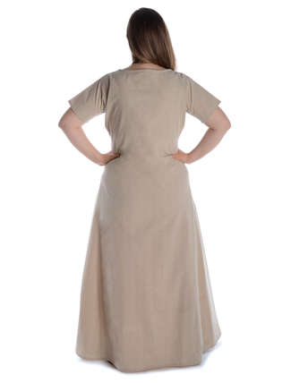 Mittelalter Kleid Hrist in Hanffarben Rückansicht