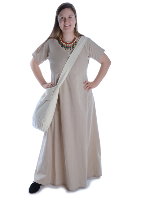 Mittelalter Kleid Hrist in Hanffarben Frontansicht 3