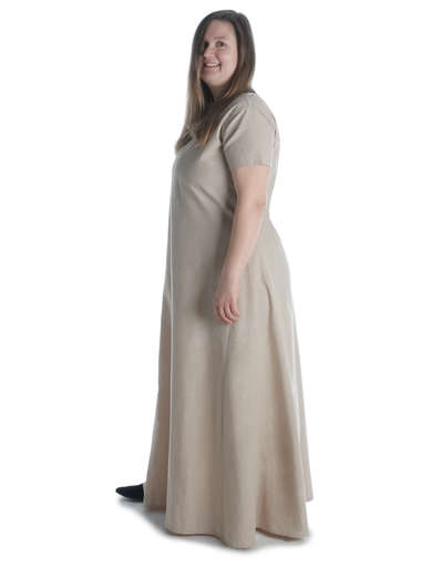 Mittelalter Kleid Hrist in Hanffarben Seitenansicht