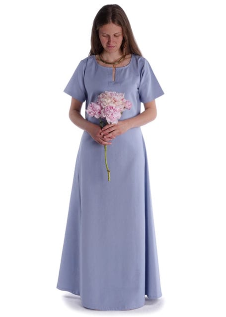 Mittelalter Kleid Hrist in Hellblau Frontansicht