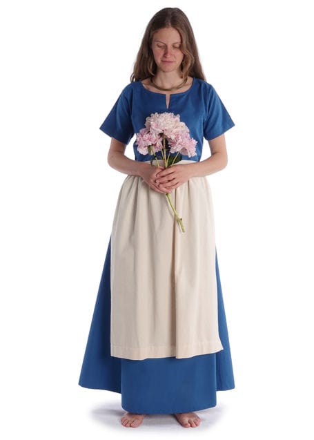Mittelalter Kleid Hrist in Königsblau Frontansicht 3