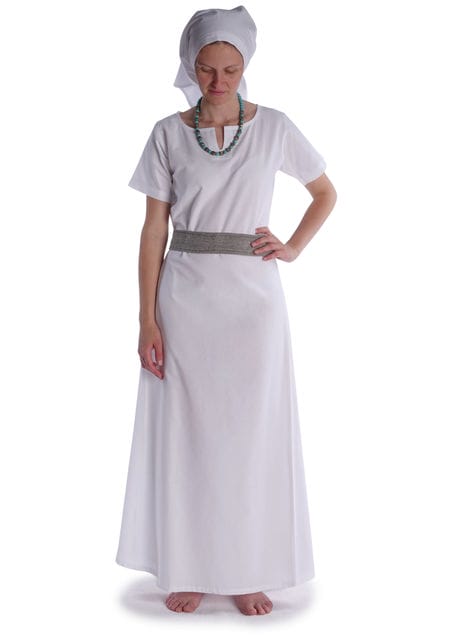 Mittelalter Kleid Hrist in Weiß Frontansicht 2