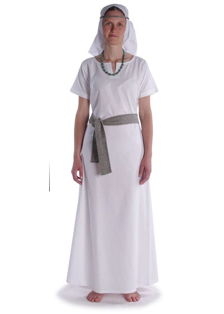 Mittelalter Kleid Hrist in Weiß Frontansicht 4