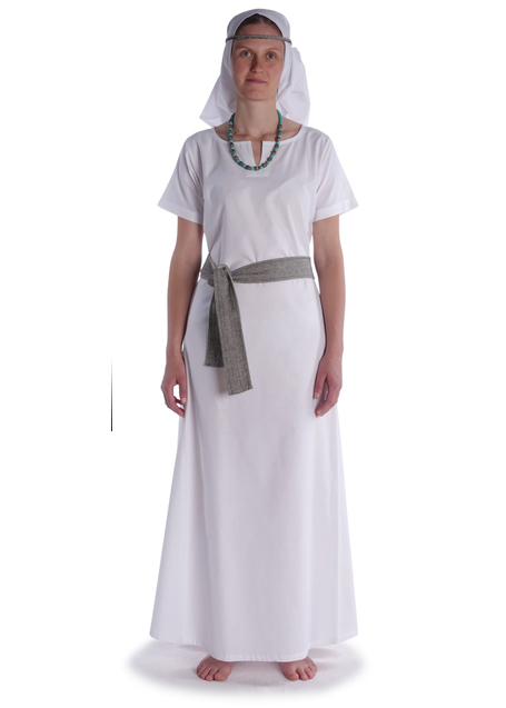 Mittelalter Kleid Hrist in Weiß Frontansicht 4