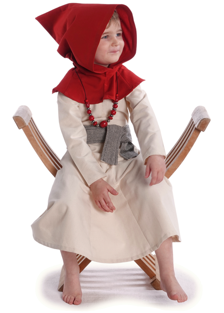 Mittelalter Kinderkleid Geirdriful in Beige Frontansicht 4