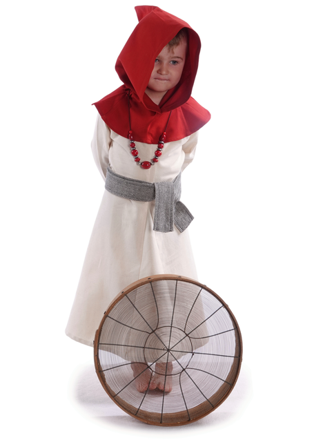 Mittelalter Kinderkleid Geirdriful in Beige Frontansicht 5
