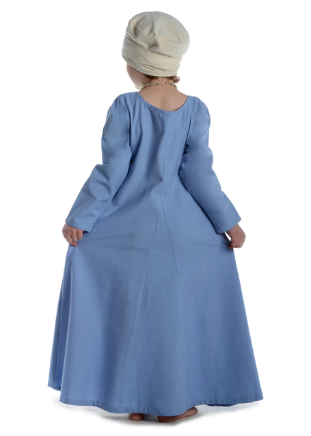 Mittelalter Kinderkleid Geirdriful in Hellblau Rückansicht