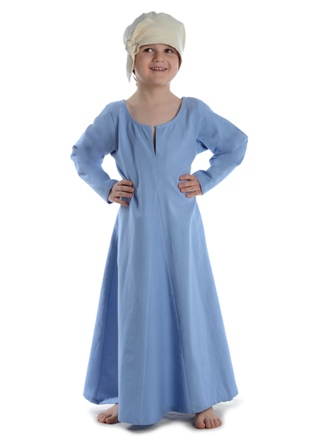 Mittelalter Kinderkleid Geirdriful in Hellblau Frontansicht 2