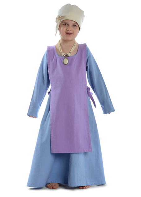Mittelalter Kinderkleid Geirdriful in Hellblau Frontansicht 3