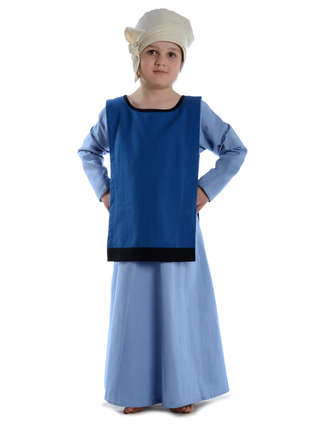 Mittelalter Kinderkleid Geirdriful in Hellblau Frontansicht 4