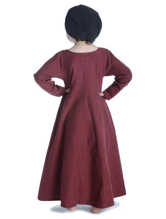 Mittelalter Kinderkleid Geirdriful in Rot Rückansicht