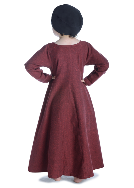 Mittelalter Kinderkleid Geirdriful in Rot Rückansicht