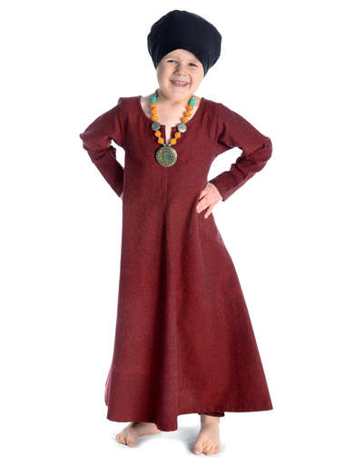 Mittelalter Kinderkleid Geirdriful in Rot Frontansicht