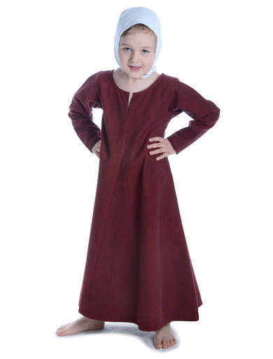 Mittelalter Kinderkleid Geirdriful in Rot Frontansicht 2